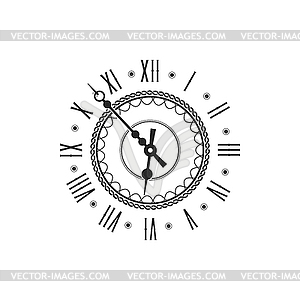 Watch face, timepiece dial with roman numerals - vector clip art