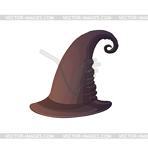 Brown witch hat wizard magician symbol - vector image