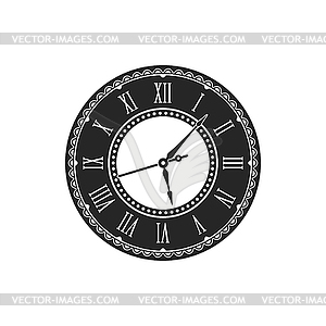 Black watch with roman numerals dial sign - vector image