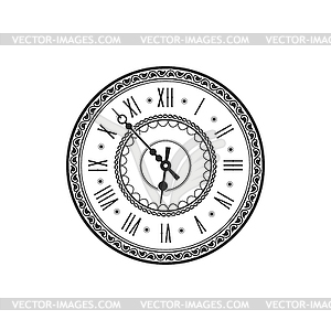 Vintage clock face monochrome watch icon - vector image