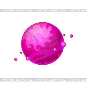 Pink cartoon alien caramel planet, fiction world - vector clipart