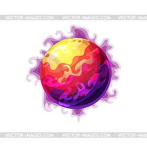 Purple flaming sphere, ui game design planet ball - vector clip art