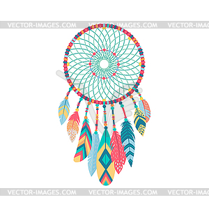 Dreamcatcher small hoop of horsehair mesh - vector clip art