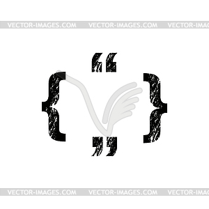 Commas black double symbols for citation, chat - vector clip art