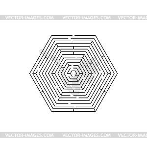 Hex maze game puzzle, hexagon labyrinth challenge - vector clipart