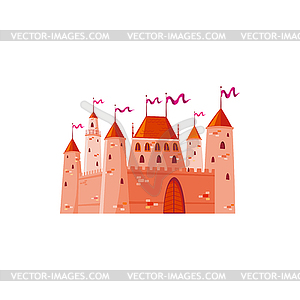 Fortress red brick towers, medieval castle palace - vector clipart