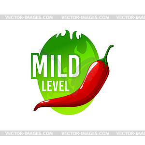 Mild level of chili pepper spicy rating sticker - vector image