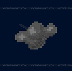 Meteor or grey rock pixel art, asteroid comet icon - vector clipart