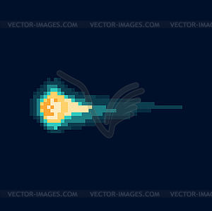 Comet space orbit, falling asteroid celestial body - vector clipart