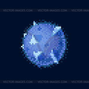 Neptune pixel art planet blue outer space globe - vector clipart