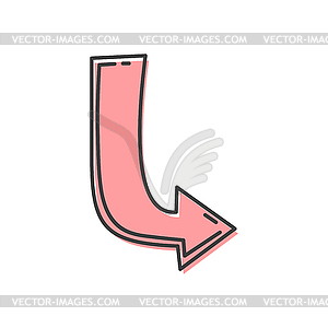 Pointer forward sign, arrow this way doodle button - vector EPS clipart