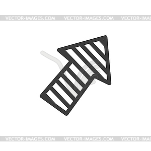 Striped arrow pointing way doodle, pointer forward - royalty-free vector image