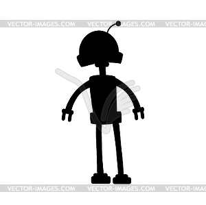 Robot with antenna on head, droid silhouette icon - vector clipart