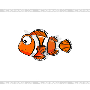 Рыба-клоун анемон полосатая рыба мультипликационный персонаж - изображение в векторном формате