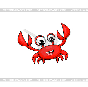Marine crab cartoon character with cute face emoji - vector image