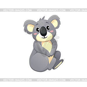 Fluffy australian koala bear cartoon character sit - vector clipart / vector image