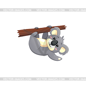 Australian animal funny koala playing, waving paw - vector image