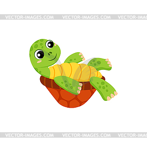Мультяшная улыбающаяся черепаха милое маленькое животное черепаха - изображение в векторе / векторный клипарт