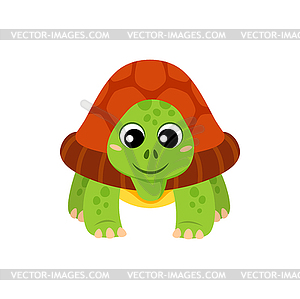 Смешная черепаха, водное существо, мультяшный персонаж - векторная иллюстрация