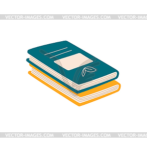 Notebook or diary two books in hardcover in stack - vector clipart