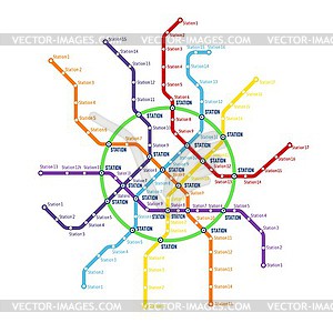 Metro, subway, underground transport system map - vector clipart