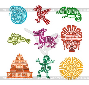 Майя ацтеки или инки животные тотемы, религия символ - клипарт в векторе