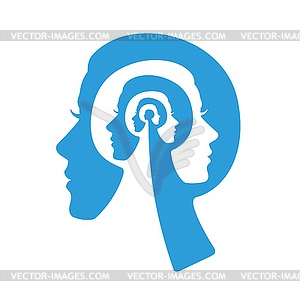 Woman head psychology, mental health concept - vector clipart