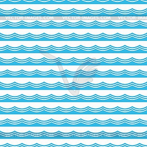 Sea and ocean surf waves, wavy seamless pattern - vector clipart