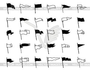 Retro pennant flags, banner pendants on flagpoles - vector image
