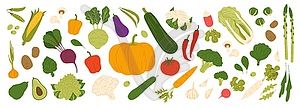 Raw vegetables, vegetarian food veggies - royalty-free vector image