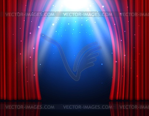 Realistic red curtains on stage, circus or theater - vector clip art