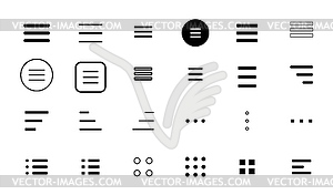 Значки меню веб-приложений и мобильных приложений Hamburger, выпадающий список - клипарт в векторе