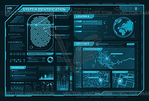 HUD biometric fingerprint access control interface - vector clip art