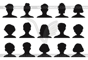 Avatar profile silhouettes, senior woman and man - vector image