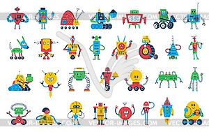 Cartoon robot toys, characters of cute bots - vector clipart