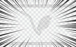 Comic manga transparent background, radial lines - vector clipart