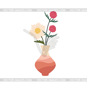 Spring flowers in scandinavian vase summer bouquet - stock vector clipart