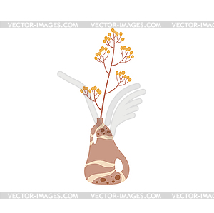 Floral decor in interior design, scandinavian vase - vector clipart