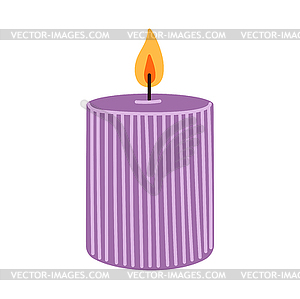 Purple aromatic bathroom candle with burning lid - vector image