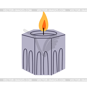 Cartoon burning aroma candle, wedding decoration - vector clipart