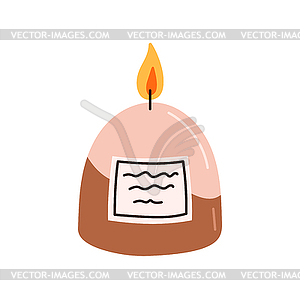 Spa decorative candle for religion, spa meditation - vector image