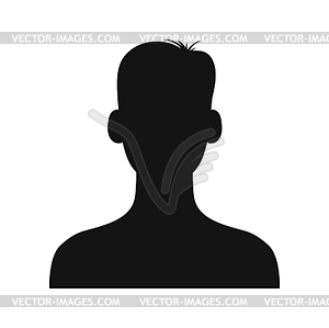 Силуэт мальчика, профиль аватара молодого человека - векторное изображение клипарта