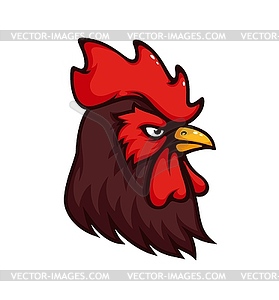 Brown rooster head mascot of sport team - vector clipart