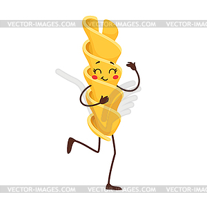 Spiral shape pasta, cute eliche cartoon character - vector clipart