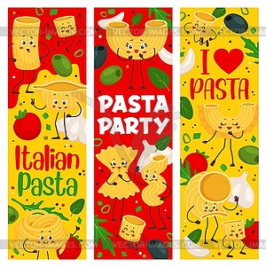 Cartoon italian pasta characters banners - vector image