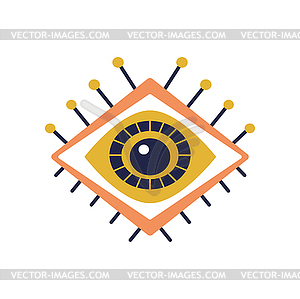 Evil protection magic eye with pins, amulet icon - vector clipart