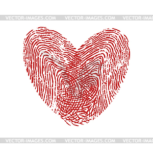 Heart shape fingerprints, biometric identity sign - vector image