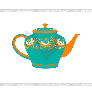 Ceramic porcelain teapot, cartoon kettle pottery - vector EPS clipart