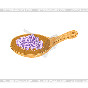 Lavender flowers fragrant ingredients in spoon - vector image