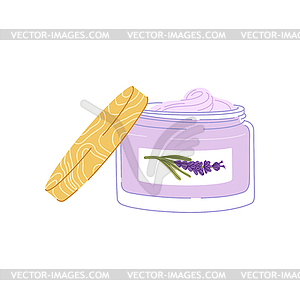 Spa, body and face cosmetics lavender cream bottle - vector clipart